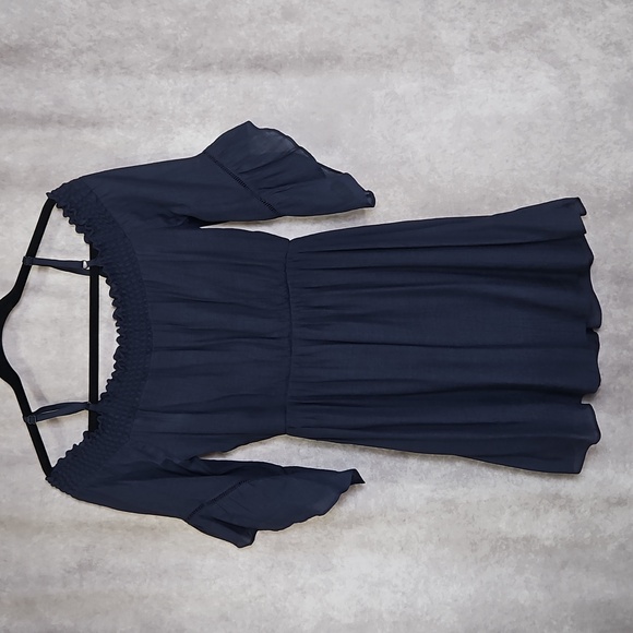 BCX Navy Blue Cold Shoulder Flowy Dress Size Small - Picture 11 of 11